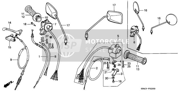 45450GK4760, Cable Comp., Fr. Brake, Honda, 2